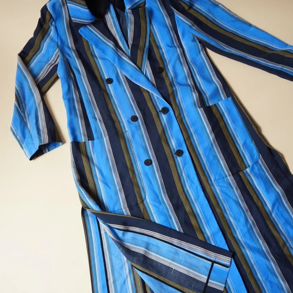 Diane Von Furstenberg Belted Silk Long Line Trench - Size Medium - Picture 5 of 8